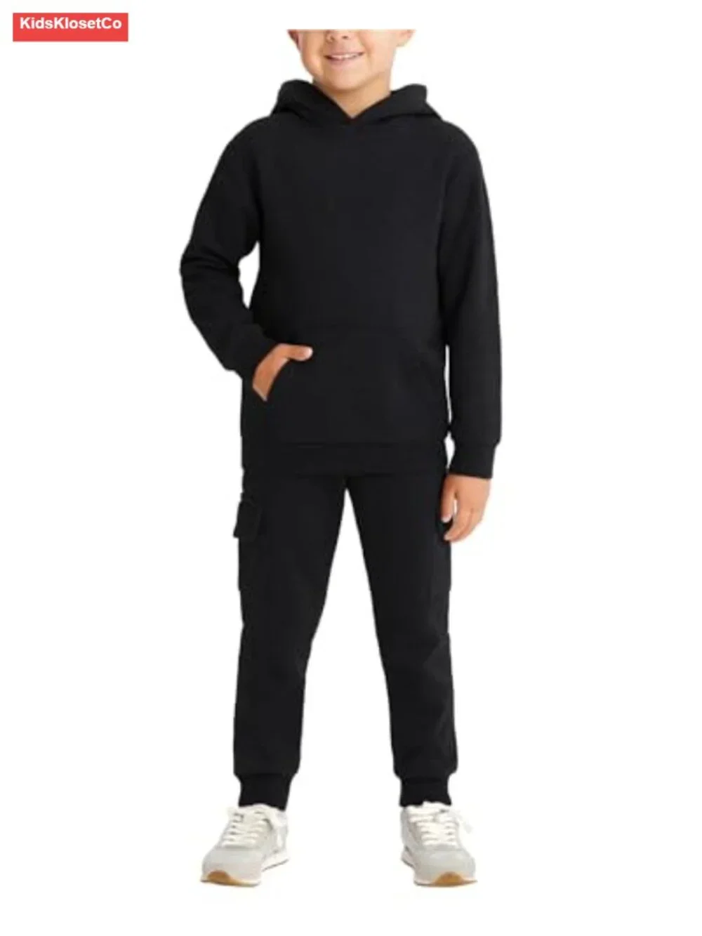 2 Piece Boys Sweatsuit - Fleece Hoodie & Cargo Jogger Set